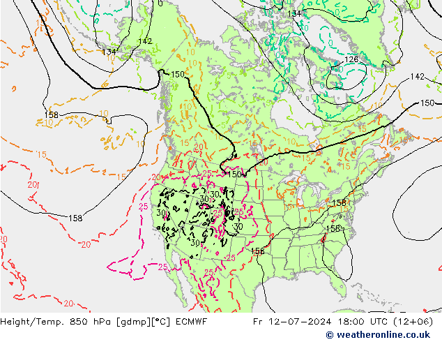 Z500/Regen(+SLP)/Z850 ECMWF vr 12.07.2024 18 UTC