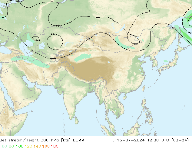 Straalstroom ECMWF di 16.07.2024 12 UTC