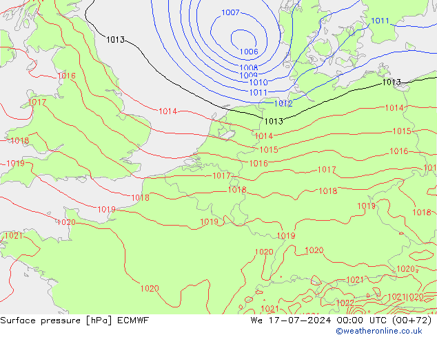 地面气压 ECMWF 星期三 17.07.2024 00 UTC