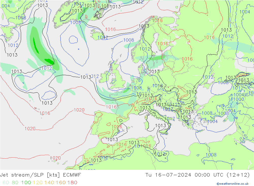 Straalstroom/SLP ECMWF di 16.07.2024 00 UTC