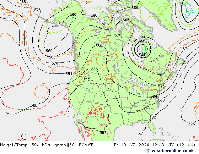 Z500/Rain (+SLP)/Z850 ECMWF 星期五 19.07.2024 12 UTC
