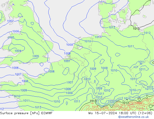 地面气压 ECMWF 星期一 15.07.2024 18 UTC