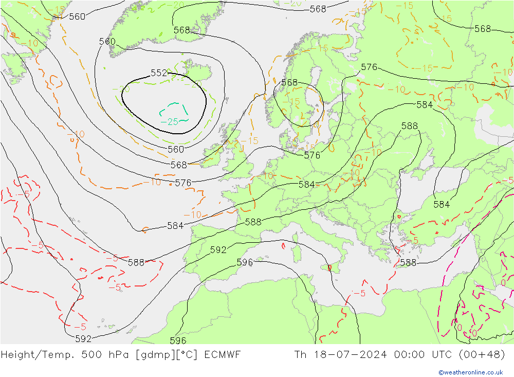 Z500/Regen(+SLP)/Z850 ECMWF do 18.07.2024 00 UTC