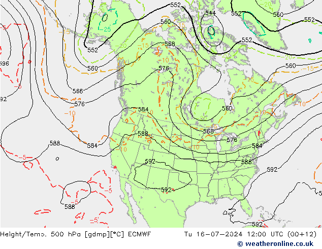 Z500/Rain (+SLP)/Z850 ECMWF 星期二 16.07.2024 12 UTC