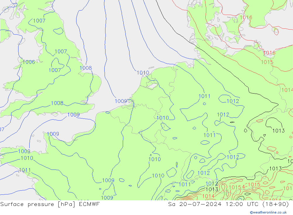 Luchtdruk (Grond) ECMWF za 20.07.2024 12 UTC