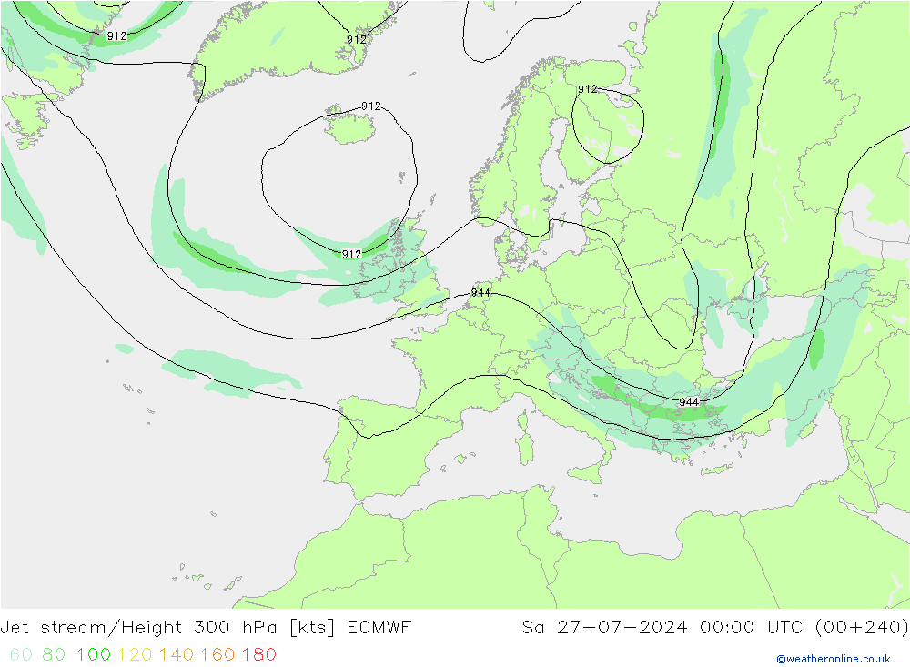高速氣流 ECMWF 星期六 27.07.2024 00 UTC