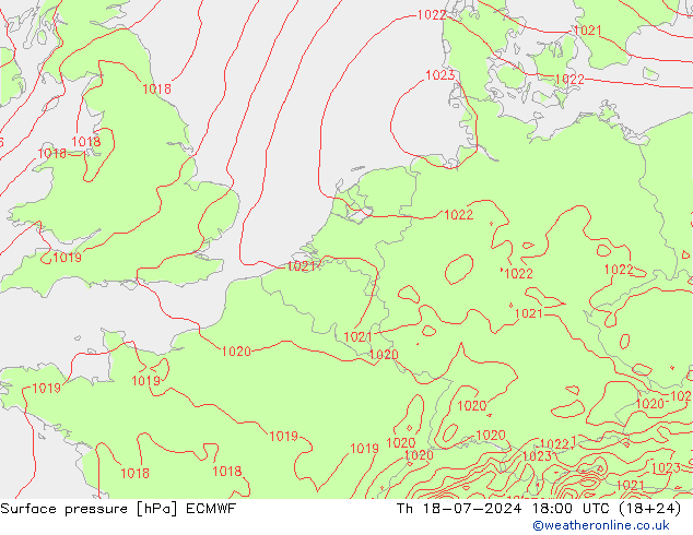 地面气压 ECMWF 星期四 18.07.2024 18 UTC