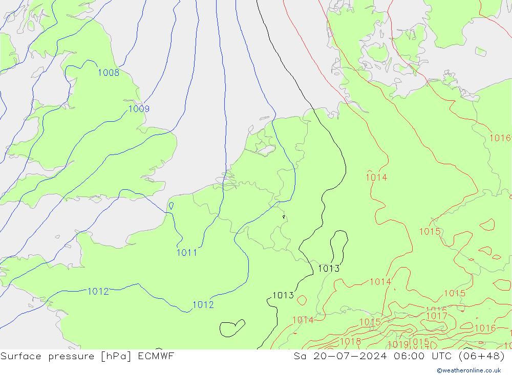 地面气压 ECMWF 星期六 20.07.2024 06 UTC