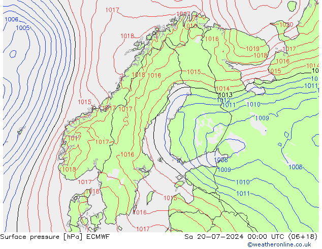 地面气压 ECMWF 星期六 20.07.2024 00 UTC