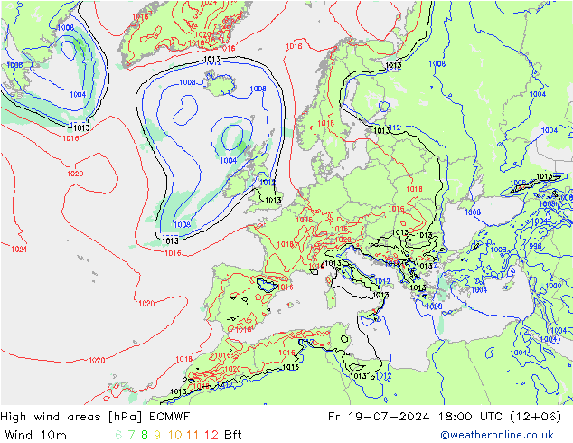 Windvelden ECMWF vr 19.07.2024 18 UTC