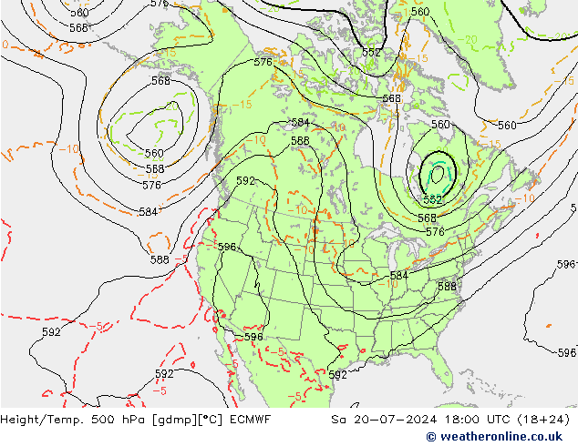 Z500/Rain (+SLP)/Z850 ECMWF 星期六 20.07.2024 18 UTC