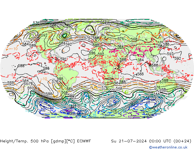 Z500/Regen(+SLP)/Z850 ECMWF zo 21.07.2024 00 UTC