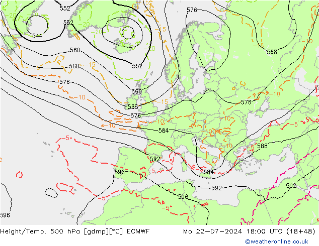 Z500/Regen(+SLP)/Z850 ECMWF ma 22.07.2024 18 UTC