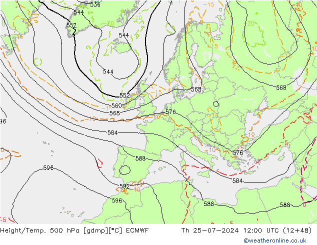 Z500/Regen(+SLP)/Z850 ECMWF do 25.07.2024 12 UTC