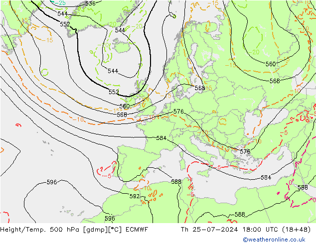 Z500/Regen(+SLP)/Z850 ECMWF do 25.07.2024 18 UTC