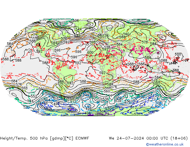 Z500/Regen(+SLP)/Z850 ECMWF wo 24.07.2024 00 UTC