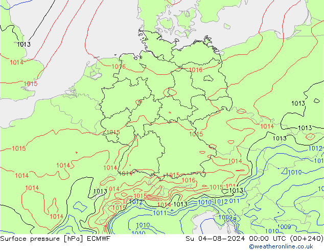 Luchtdruk (Grond) ECMWF zo 04.08.2024 00 UTC