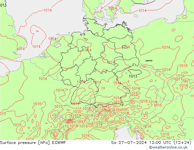 Surface pressure ECMWF Sa 27.07.2024 12 UTC