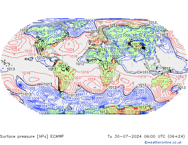Luchtdruk (Grond) ECMWF di 30.07.2024 06 UTC