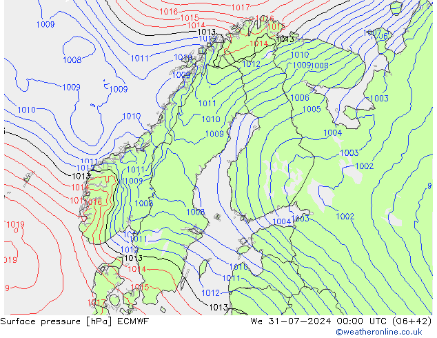地面气压 ECMWF 星期三 31.07.2024 00 UTC