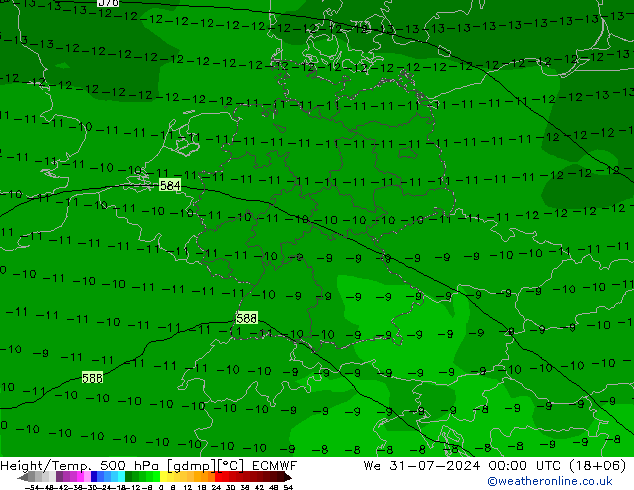 Hoogte/Temp. 500 hPa ECMWF wo 31.07.2024 00 UTC
