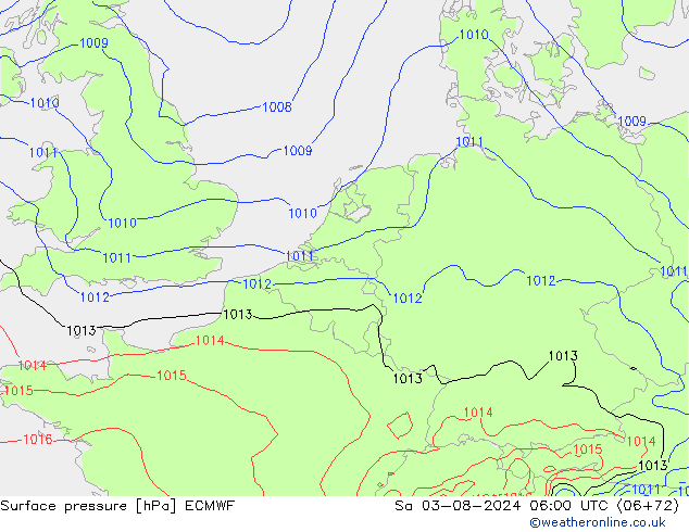 Luchtdruk (Grond) ECMWF za 03.08.2024 06 UTC
