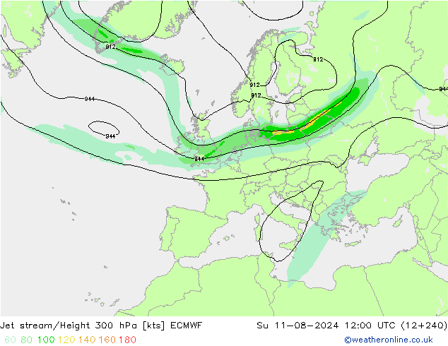 Straalstroom ECMWF zo 11.08.2024 12 UTC