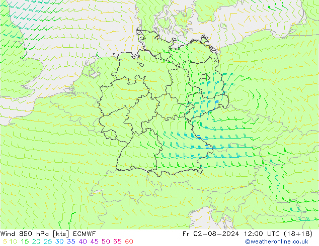 Wind 850 hPa ECMWF vr 02.08.2024 12 UTC