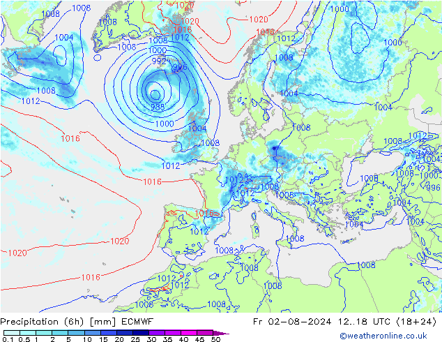 Z500/Regen(+SLP)/Z850 ECMWF vr 02.08.2024 18 UTC