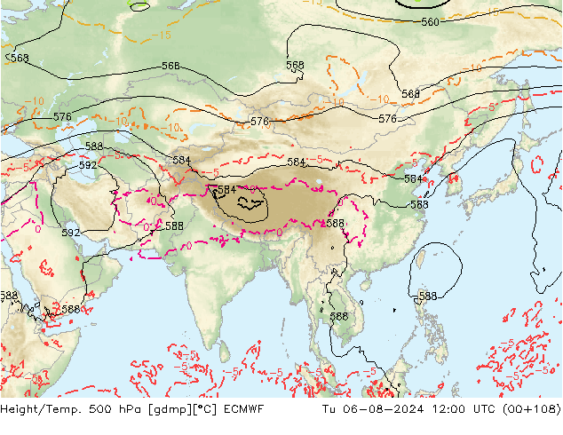 Z500/Regen(+SLP)/Z850 ECMWF di 06.08.2024 12 UTC