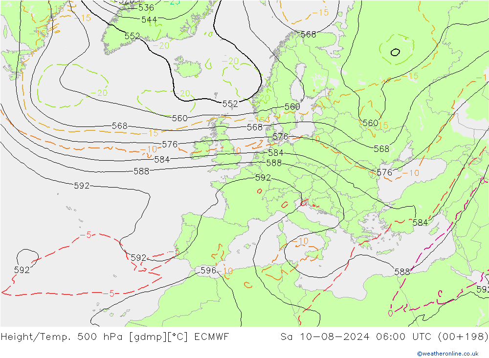 Z500/Rain (+SLP)/Z850 ECMWF 星期六 10.08.2024 06 UTC