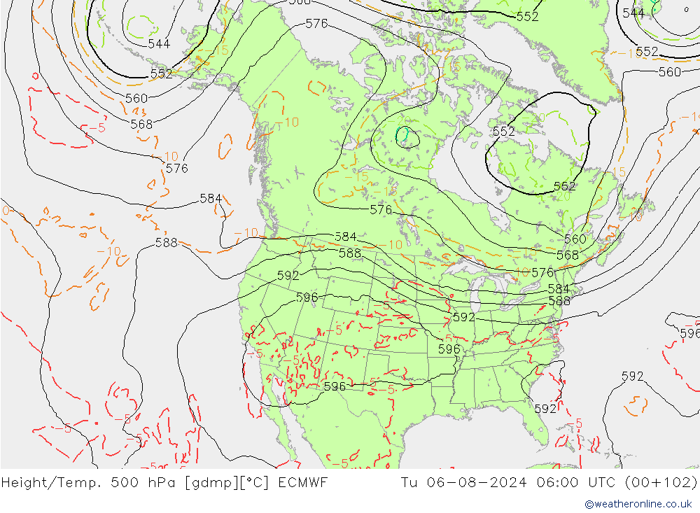 Z500/Regen(+SLP)/Z850 ECMWF di 06.08.2024 06 UTC