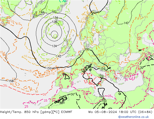 Z500/Rain (+SLP)/Z850 ECMWF 星期一 05.08.2024 18 UTC