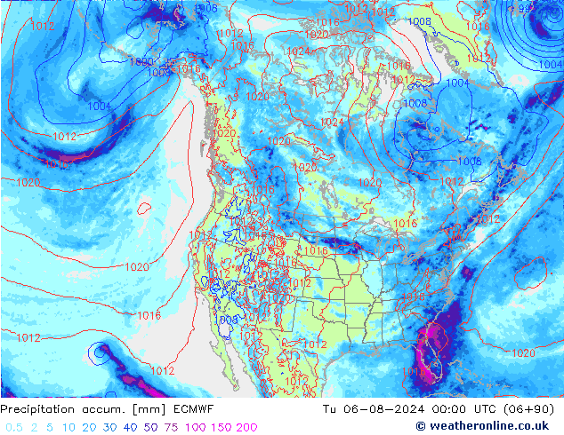 Totale neerslag ECMWF di 06.08.2024 00 UTC