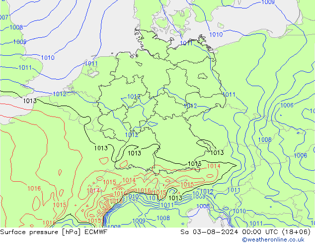 Luchtdruk (Grond) ECMWF za 03.08.2024 00 UTC