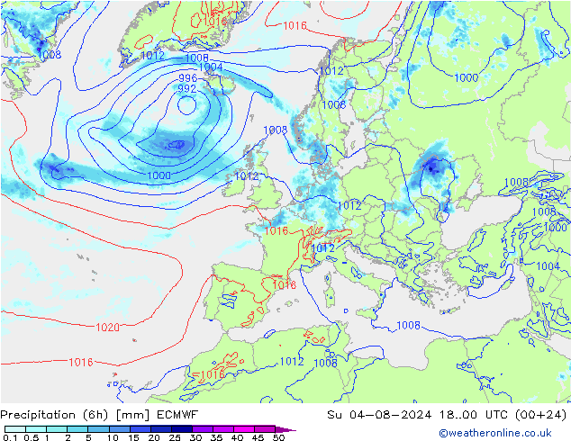 Z500/Regen(+SLP)/Z850 ECMWF zo 04.08.2024 00 UTC