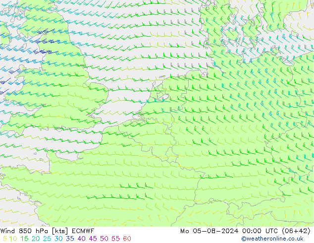 风 850 hPa ECMWF 星期一 05.08.2024 00 UTC