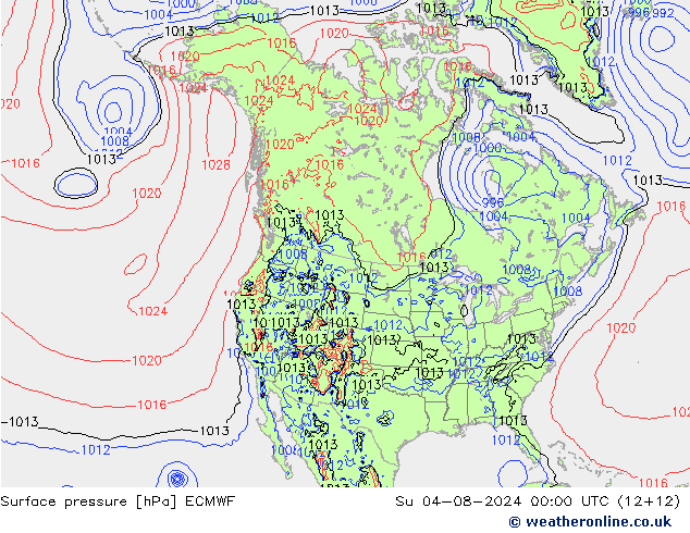 Luchtdruk (Grond) ECMWF zo 04.08.2024 00 UTC