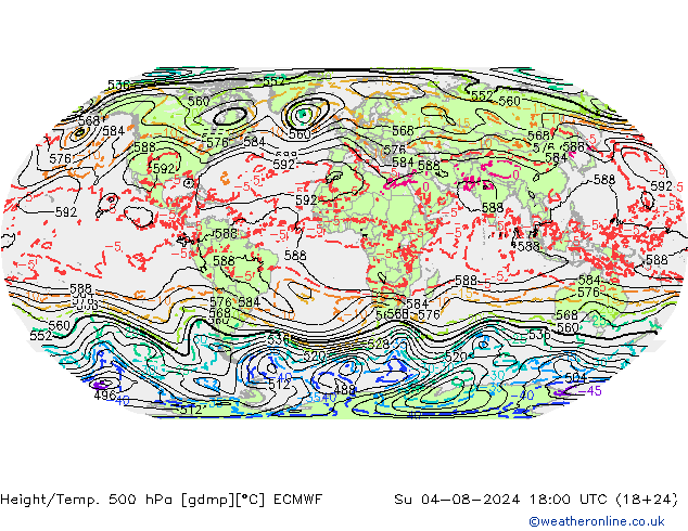 Z500/Regen(+SLP)/Z850 ECMWF zo 04.08.2024 18 UTC