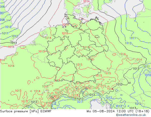 Luchtdruk (Grond) ECMWF ma 05.08.2024 12 UTC