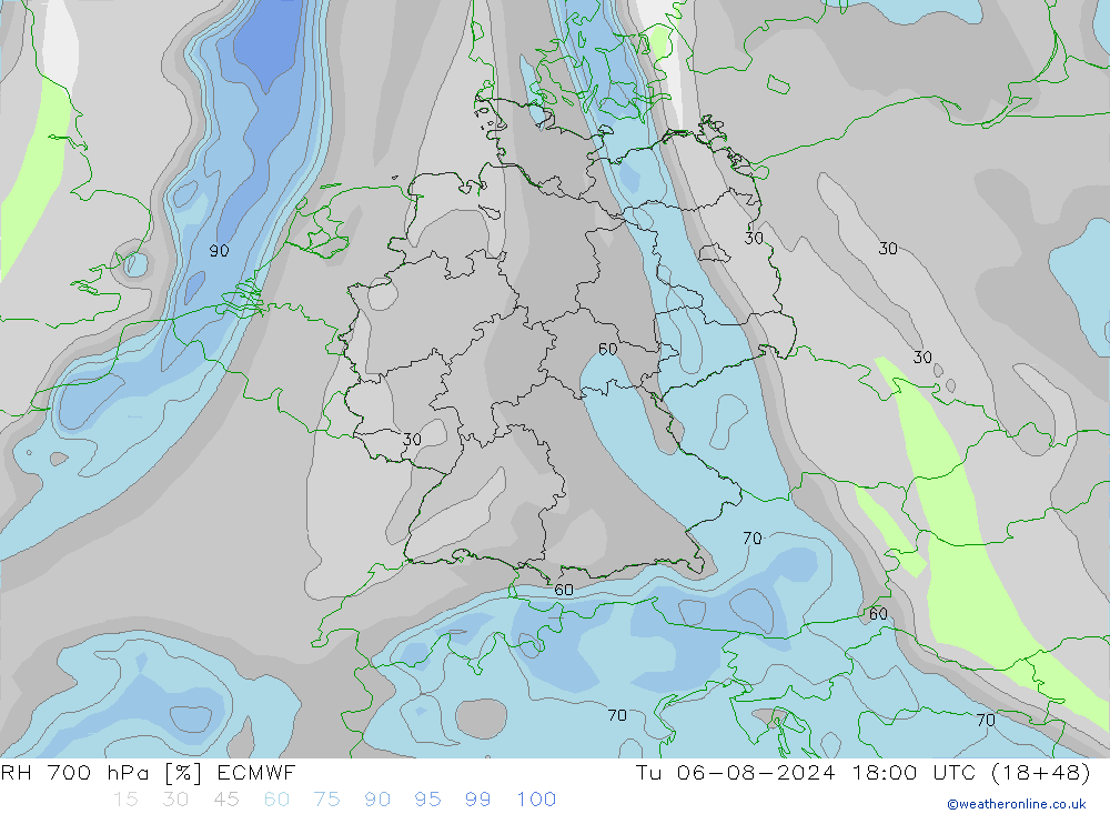 RV 700 hPa ECMWF di 06.08.2024 18 UTC