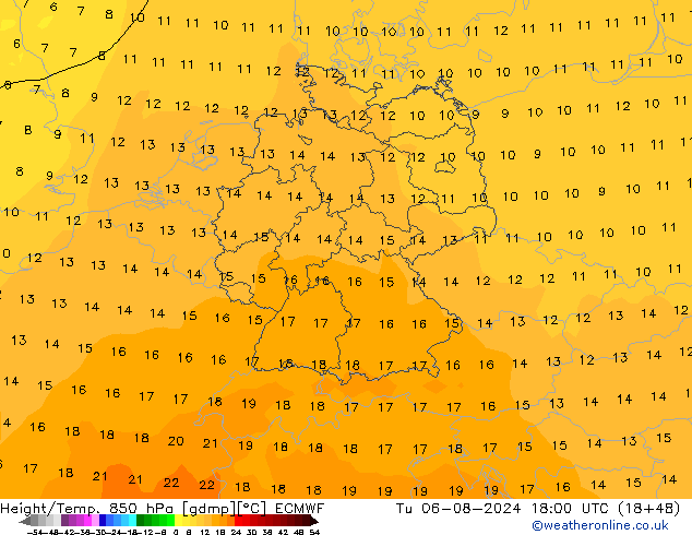 Z500/Regen(+SLP)/Z850 ECMWF di 06.08.2024 18 UTC