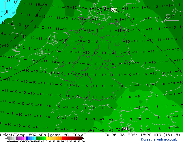 Z500/Regen(+SLP)/Z850 ECMWF di 06.08.2024 18 UTC