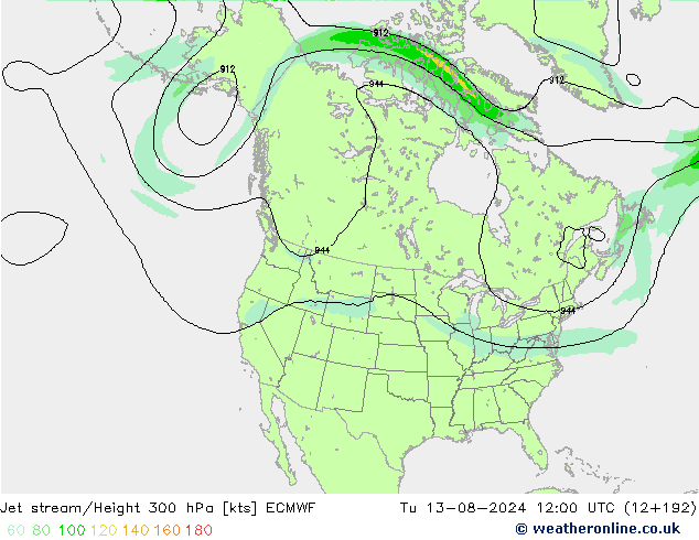 高速氣流 ECMWF 星期二 13.08.2024 12 UTC