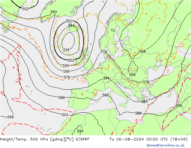 Z500/Regen(+SLP)/Z850 ECMWF di 06.08.2024 00 UTC