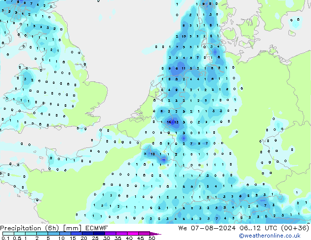 Z500/Regen(+SLP)/Z850 ECMWF wo 07.08.2024 12 UTC