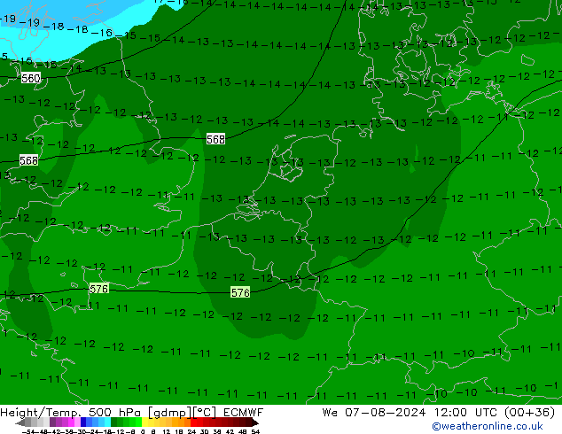 Z500/Regen(+SLP)/Z850 ECMWF wo 07.08.2024 12 UTC