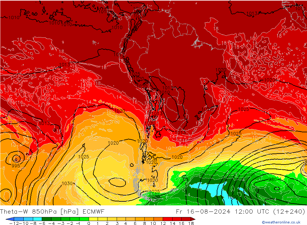 Theta-W 850hPa ECMWF vr 16.08.2024 12 UTC