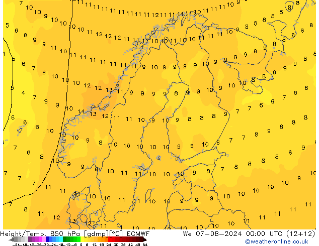 Z500/Regen(+SLP)/Z850 ECMWF wo 07.08.2024 00 UTC