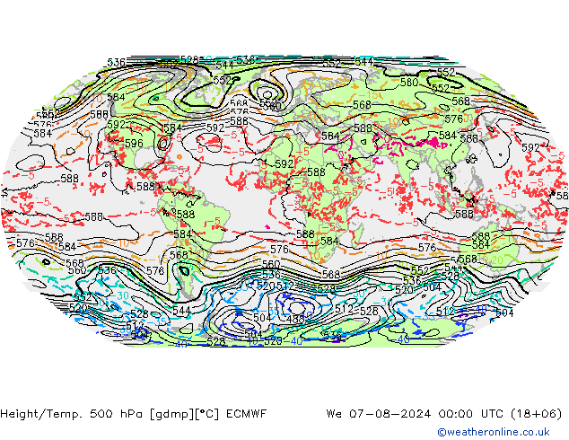 Z500/Regen(+SLP)/Z850 ECMWF wo 07.08.2024 00 UTC